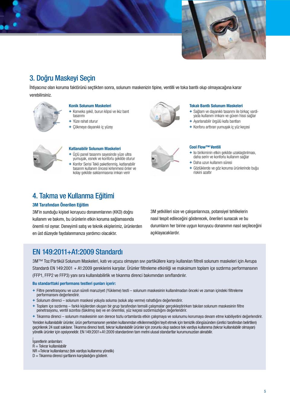 vardiyada kullanım imkanı ve güven hissi sağlar + Ayarlanabilir örgülü kafa bantları + Konforu arttıran yumuşak iç yüz keçesi Katlanabilir Solunum Maskeleri + Üçlü panel tasarımı sayesinde yüze ultra