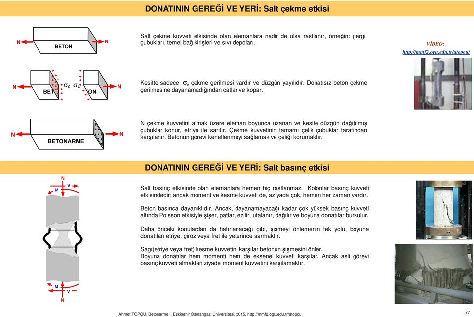 çekme kuvvetini almak üzere eleman boyunca uzanan ve kesite üzgün ağıtılmış çubuklar konur, etriye ile sarılır. Çekme kuvvetinin tamamı çelik çubuklar tarafınan karşılanır.