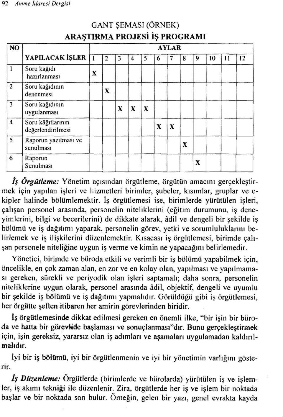 gerçekleştirmek için yapılan işleri ve hizmetleri birimler, şubeler, kısımlar, gruplar ve e kipler halinde böıümlemektir.