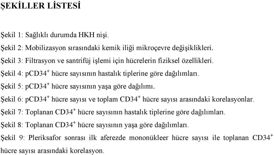 Şekil 5: pcd34 + hücre sayısının yaşa göre dağılımı. Şekil 6: pcd34 + hücre sayısı ve toplam CD34 + hücre sayısı arasındaki korelasyonlar.