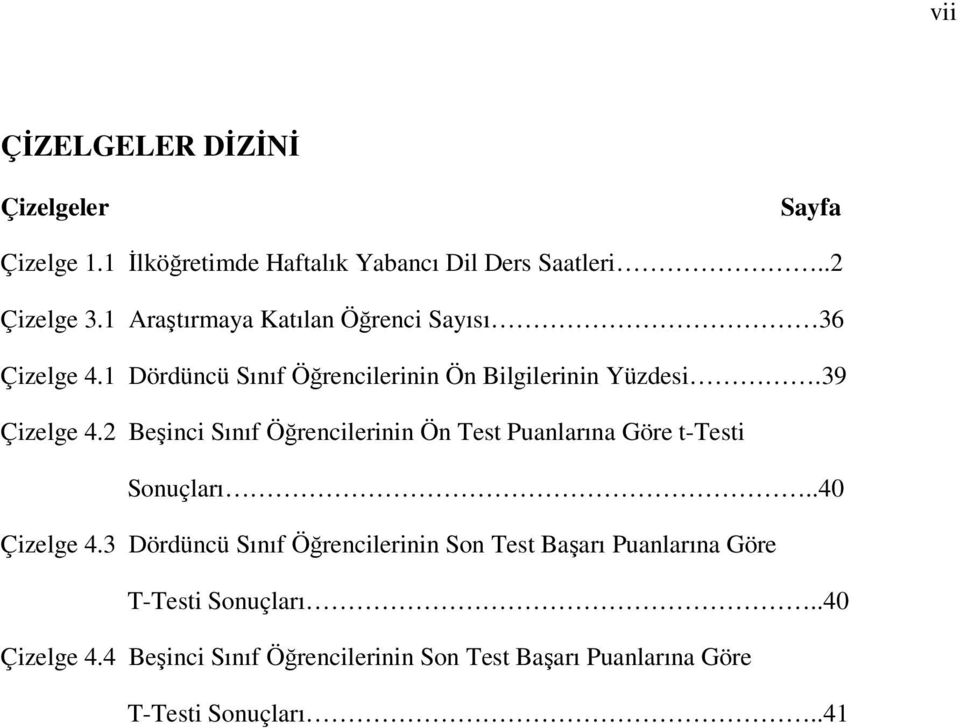 2 Beşinci Sınıf Öğrencilerinin Ön Test Puanlarına Göre t-testi Sonuçları..40 Çizelge 4.