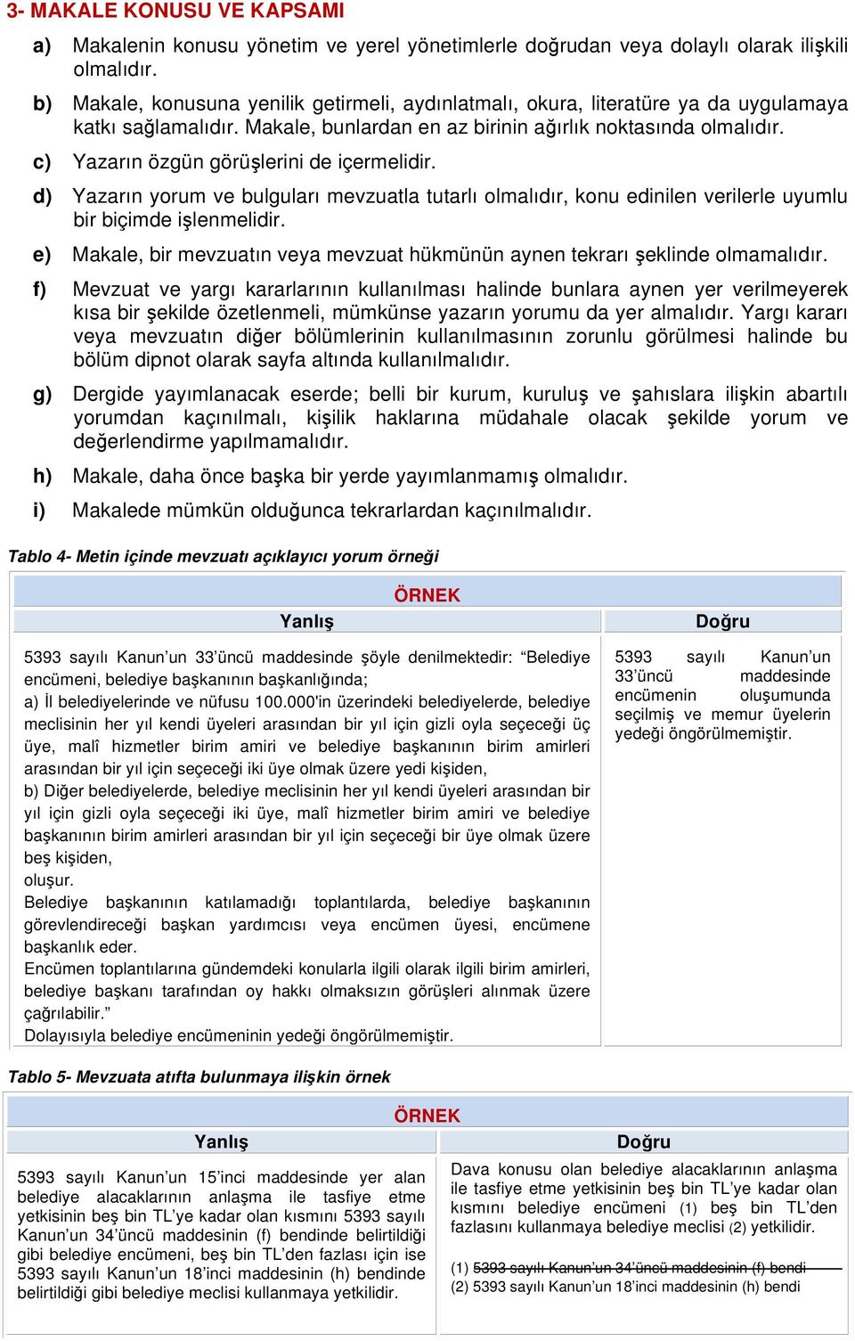 c) Yazarın özgün görüşlerini de içermelidir. d) Yazarın yorum ve bulguları mevzuatla tutarlı olmalıdır, konu edinilen verilerle uyumlu bir biçimde işlenmelidir.