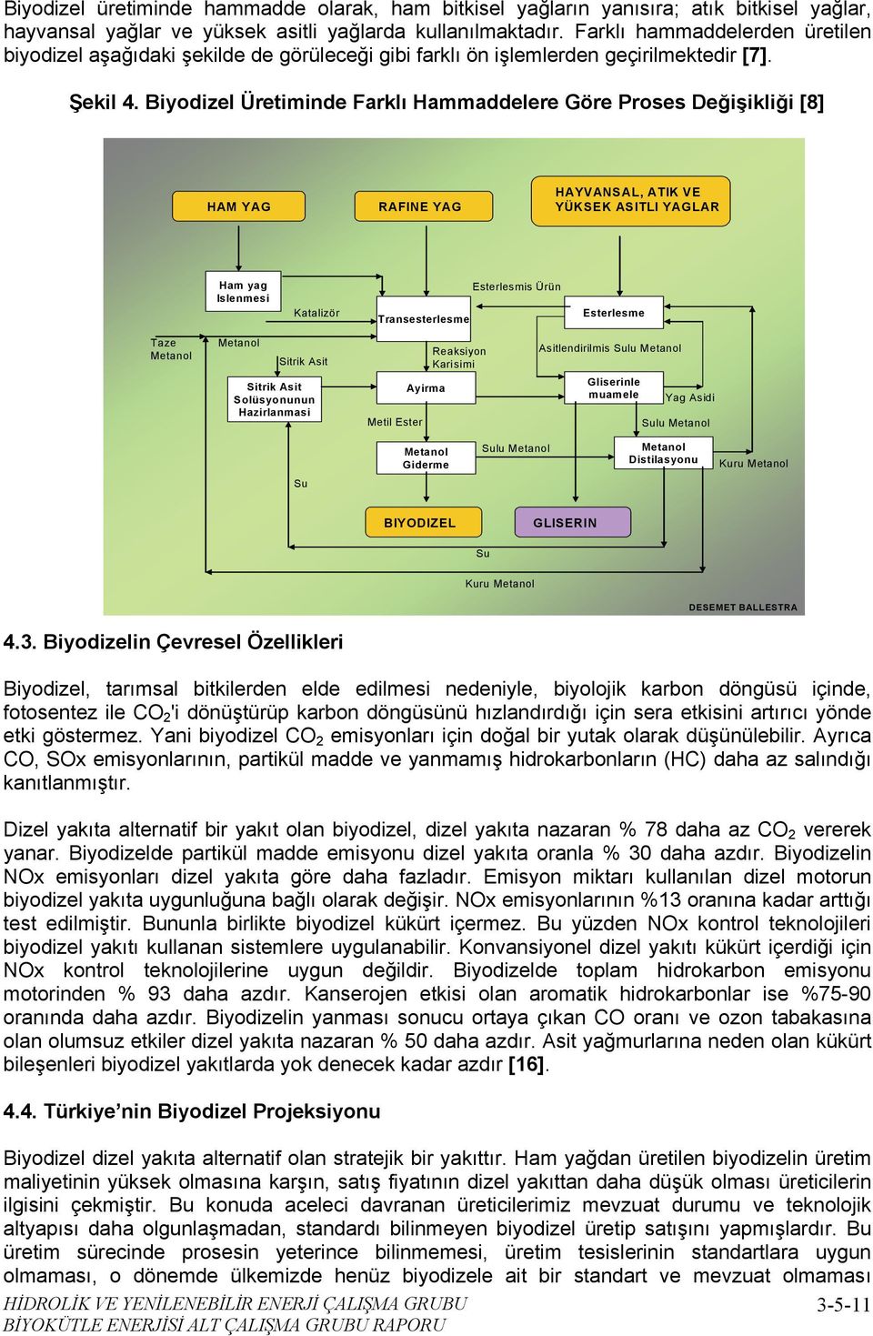 Biyodizel Üretiminde Farklı Hammaddelere Göre Proses Değişikliği [8] HAM YAG RAFINE YAG HAYVANSAL, ATIK VE YÜKSEK ASITLI YAGLAR Ham yag Islenmesi Esterlesmis Ürün Katalizör Transesterlesme Esterlesme