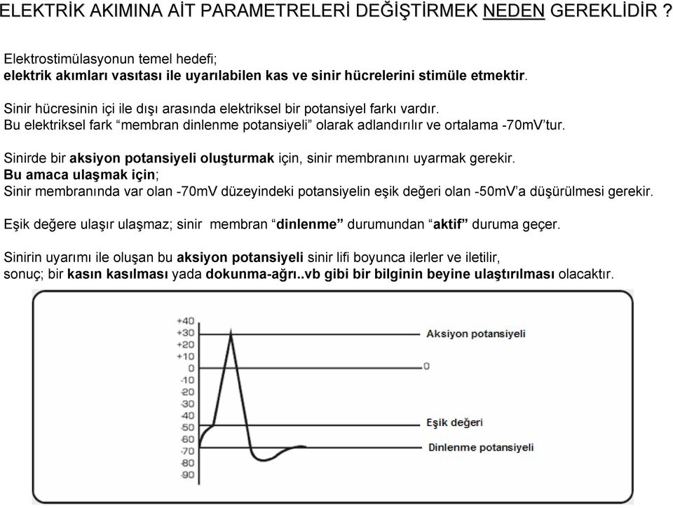 Sinirde bir aksiyon potansiyeli oluşturmak için, sinir membranını uyarmak gerekir.