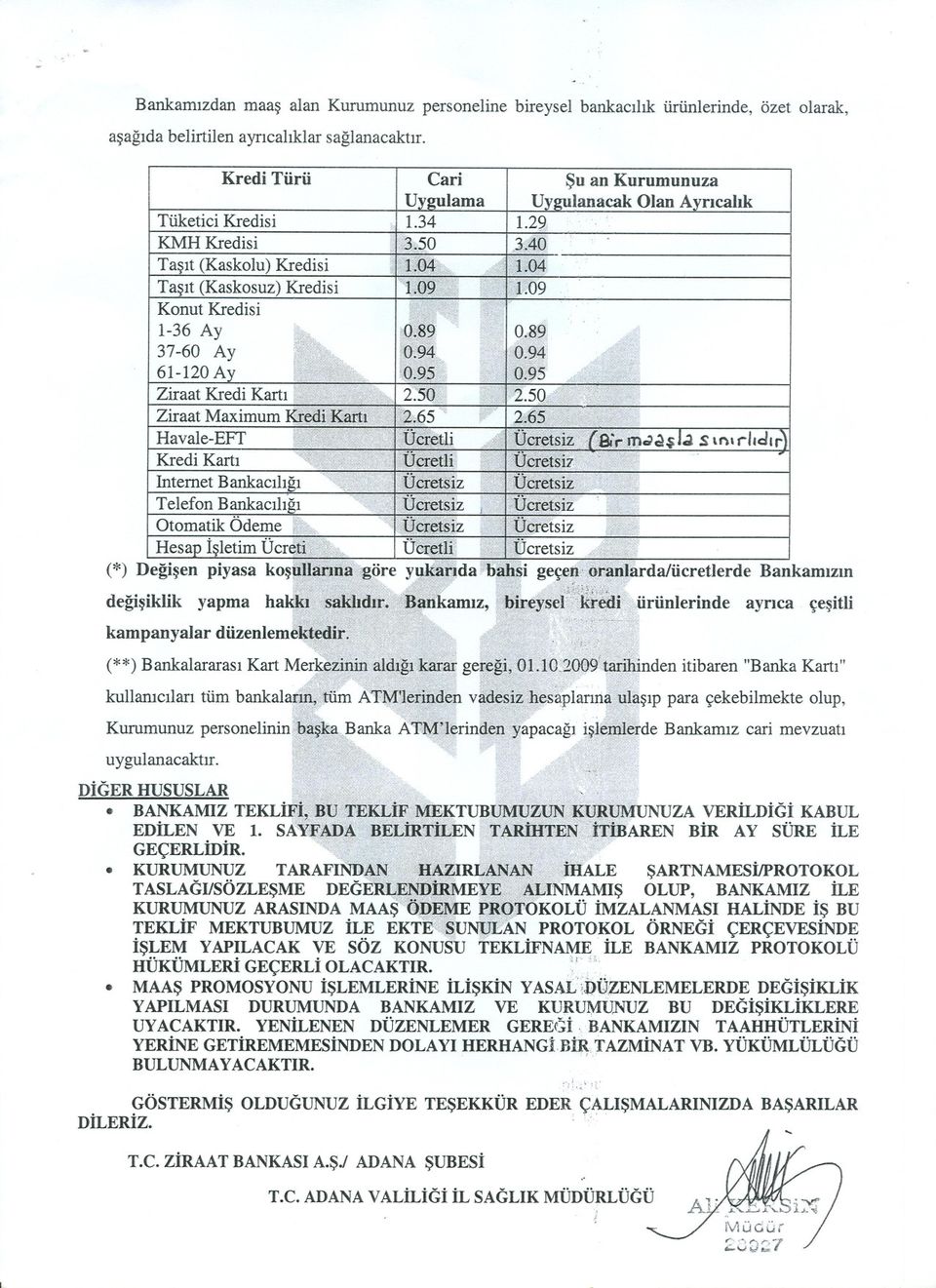 Otomatik Ödeme i Hesap Isletim Ücr, (*) Degisen piyasa kos degisiklik yapma li kampanyalar düzenlem (**) Bankalararasi Kart M kullanicilari tüm bankal Kurumunuz personelinin uygulanacaktir DIGER