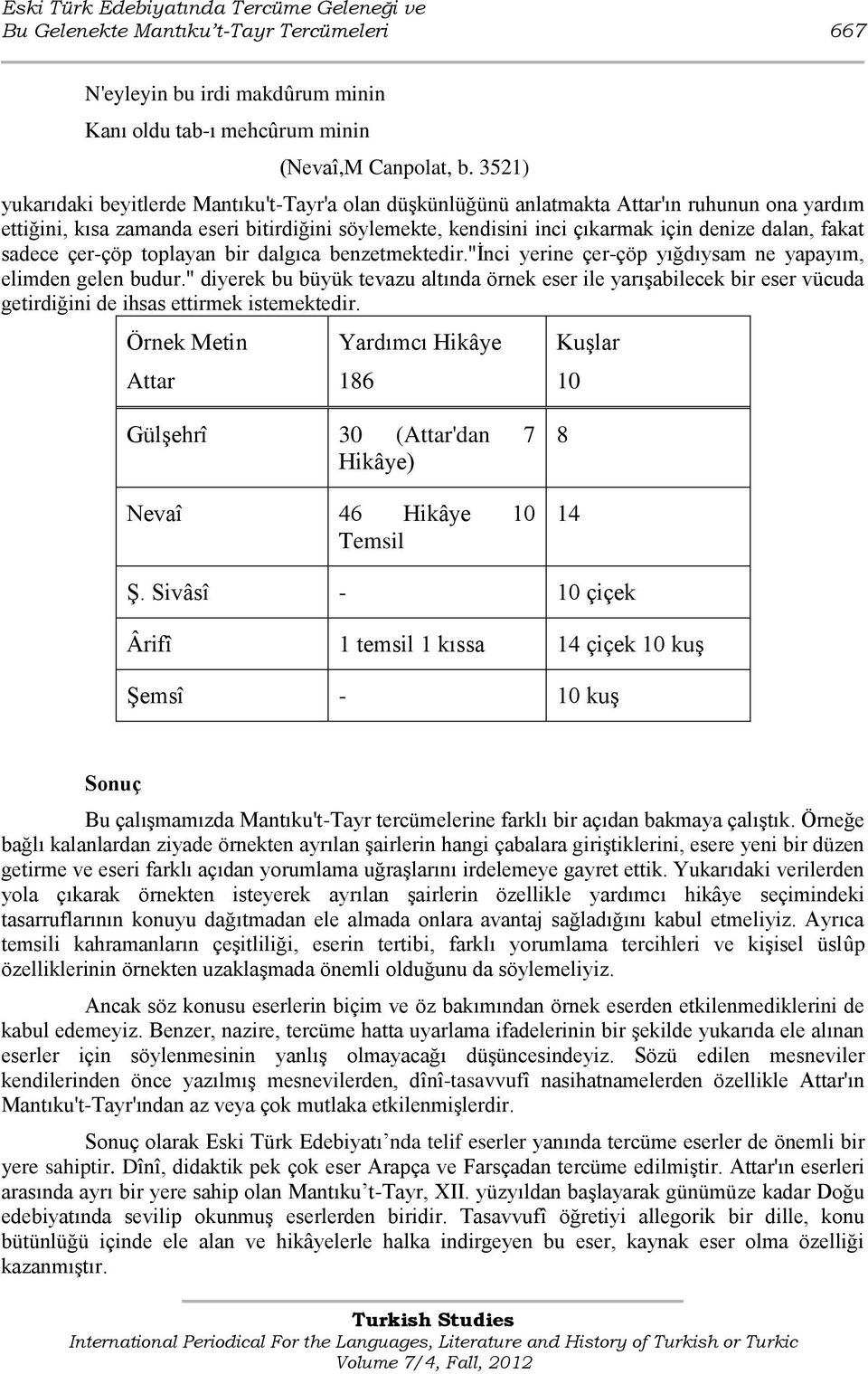 fakat sadece çer-çöp toplayan bir dalgıca benzetmektedir."ġnci yerine çer-çöp yığdıysam ne yapayım, elimden gelen budur.