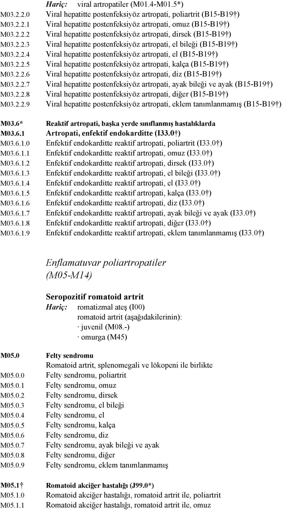 5*) Viral hepatitte postenfeksiyöz artropati, poliartrit (B15-B19 ) Viral hepatitte postenfeksiyöz artropati, omuz (B15-B19 ) Viral hepatitte postenfeksiyöz artropati, dirsek (B15-B19 ) Viral