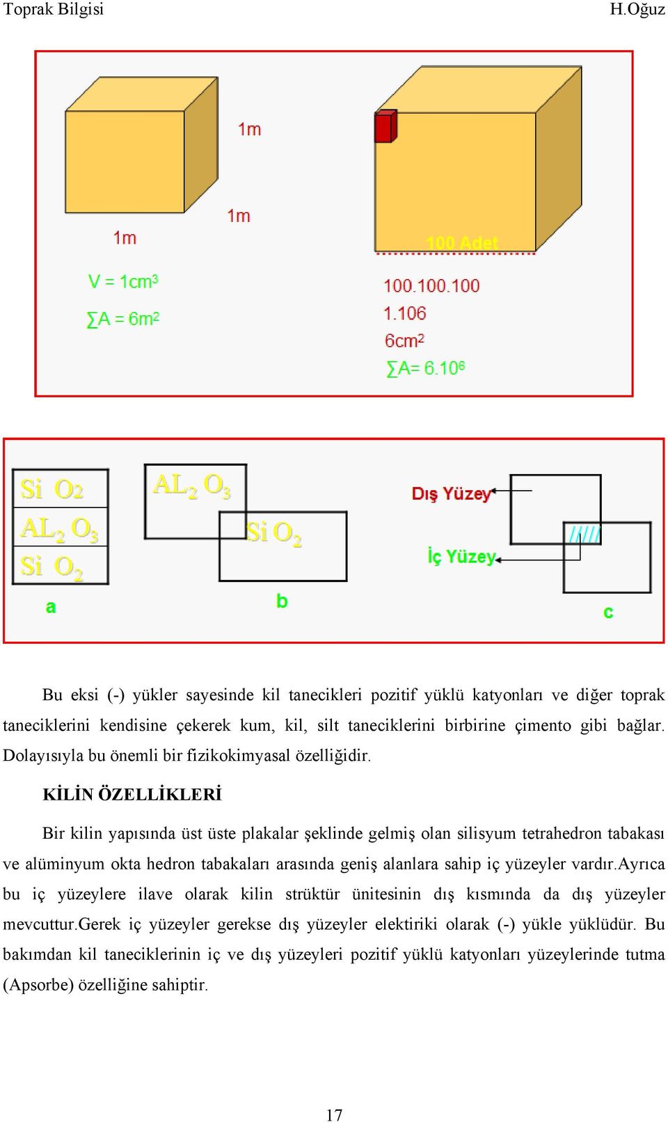 KİLİN ÖZELLİKLERİ Bir kilin yapısında üst üste plakalar şeklinde gelmiş olan silisyum tetrahedron tabakası ve alüminyum okta hedron tabakaları arasında geniş alanlara sahip iç