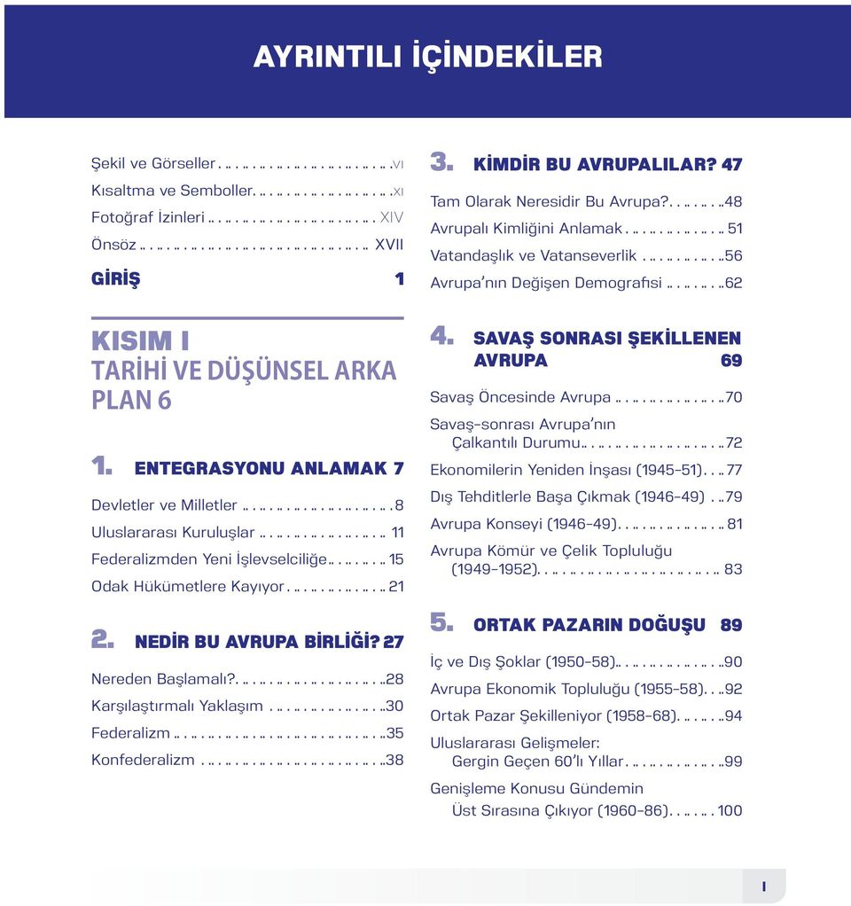 ..........62 Kısım I TARİHİ VE DÜŞÜNSEL ARKA PLAN 6 1. ENTEGRASYONU ANLAMAK 7 Devletler ve Milletler........................... 8 Uluslararası Kuruluşlar....................... 11 Federalizmden Yeni İşlevselciliğe.