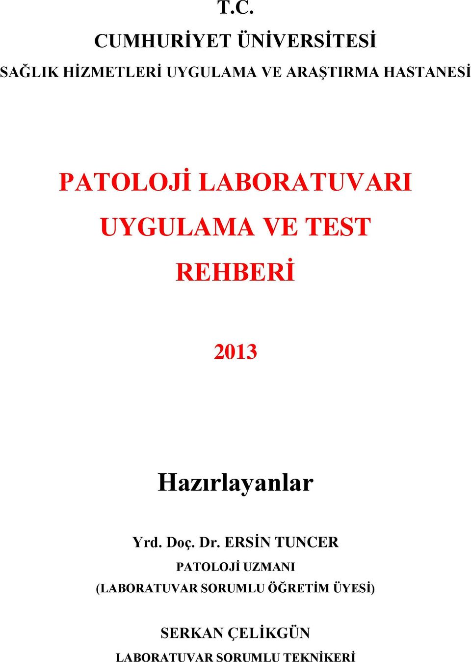 2013 Hazırlayanlar Yrd. Doç. Dr.