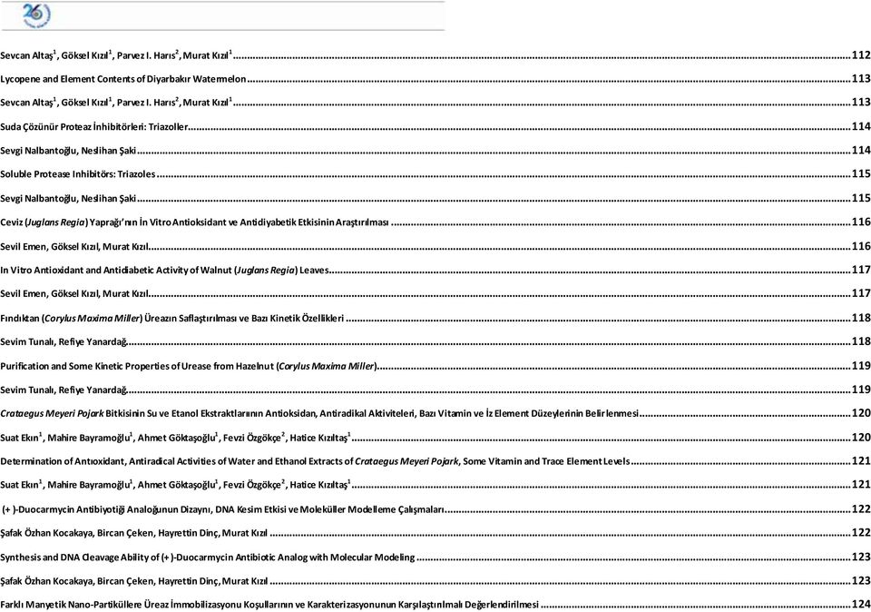 .. 115 Ceviz (Juglans Regia) Yaprağı nın İn Vitro Antioksidant ve Antidiyabetik Etkisinin Araştırılması... 116 Sevil Emen, Göksel Kızıl, Murat Kızıl.