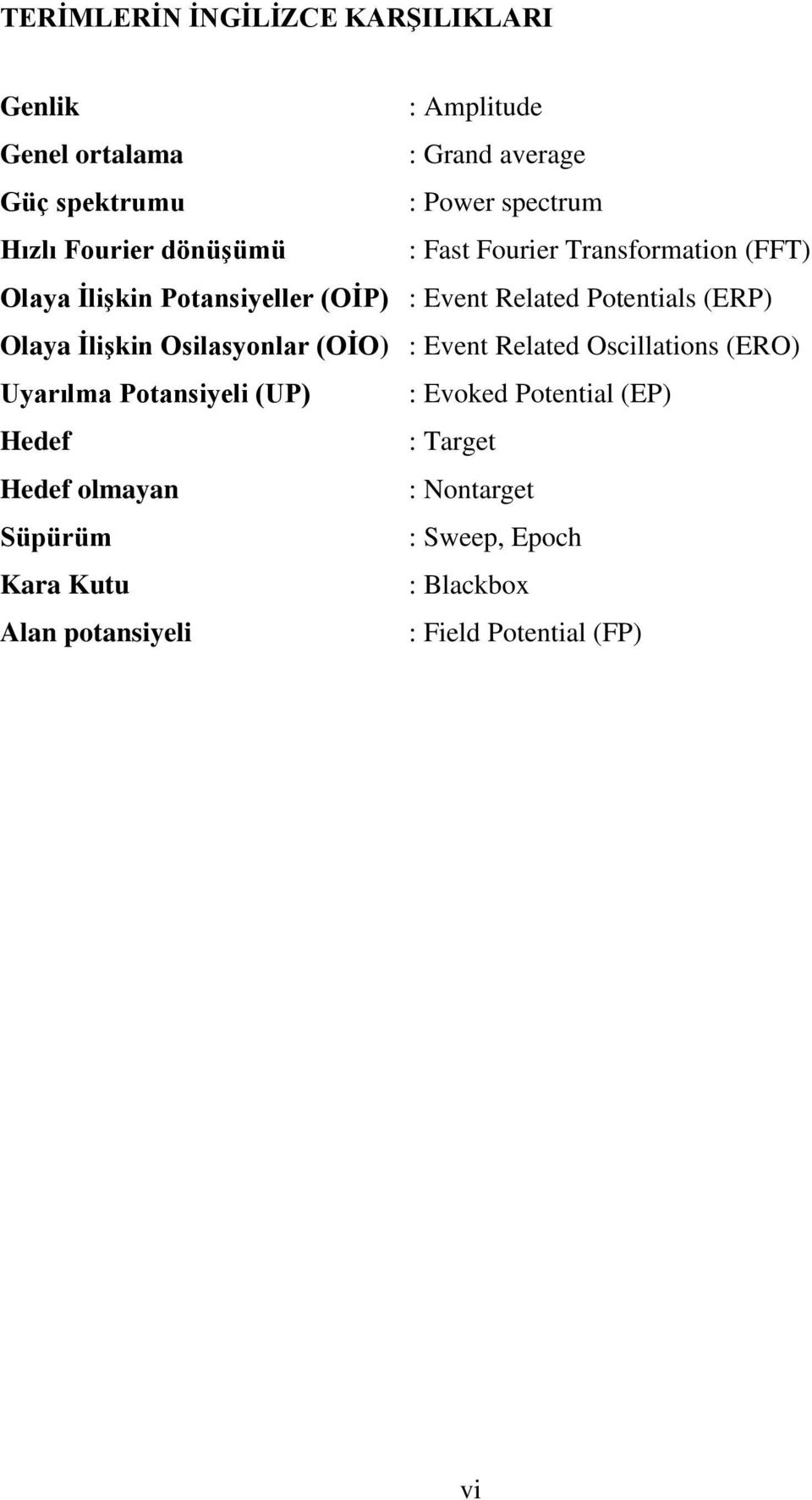 Olaya İlişkin Osilasyonlar (OİO) : Event Related Oscillations (ERO) Uyarılma Potansiyeli (UP) : Evoked Potential (EP)