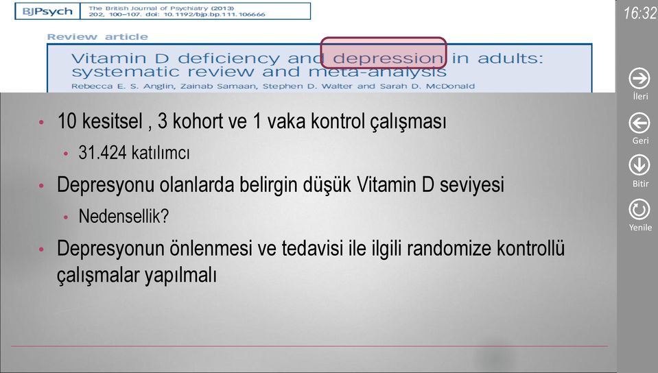 Vitamin D seviyesi Nedensellik?