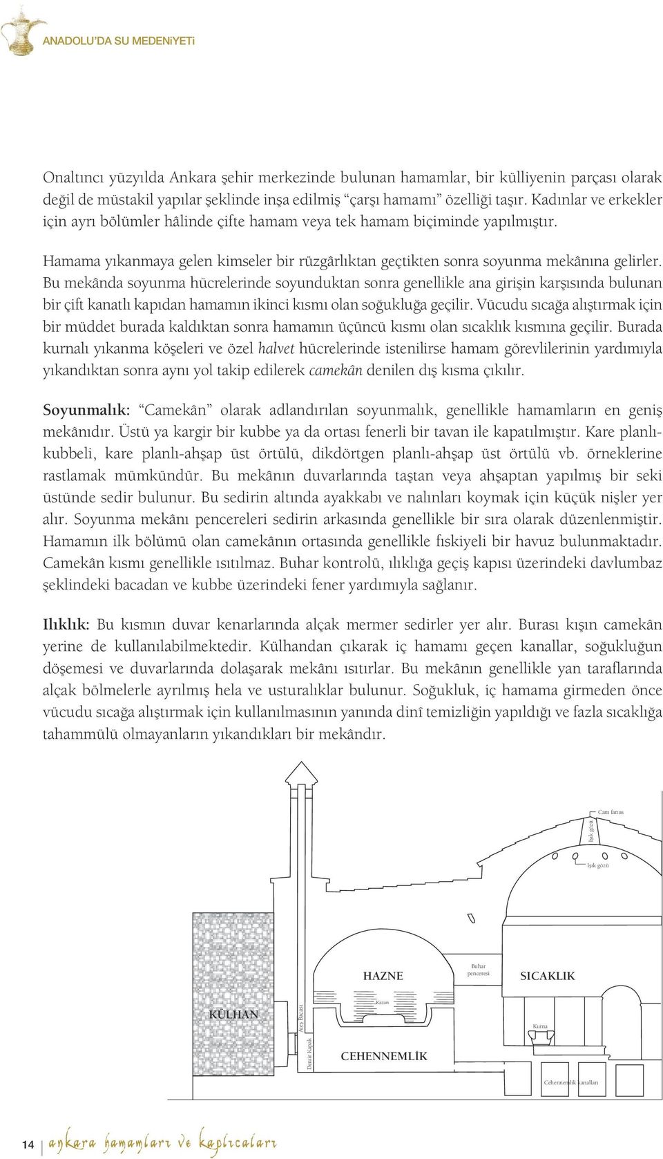 Bu mekânda soyunma hücrelerinde soyunduktan sonra genellikle ana girişin karşısında bulunan bir çift kanatlı kapıdan hamamın ikinci kısmı olan soğukluğa geçilir.