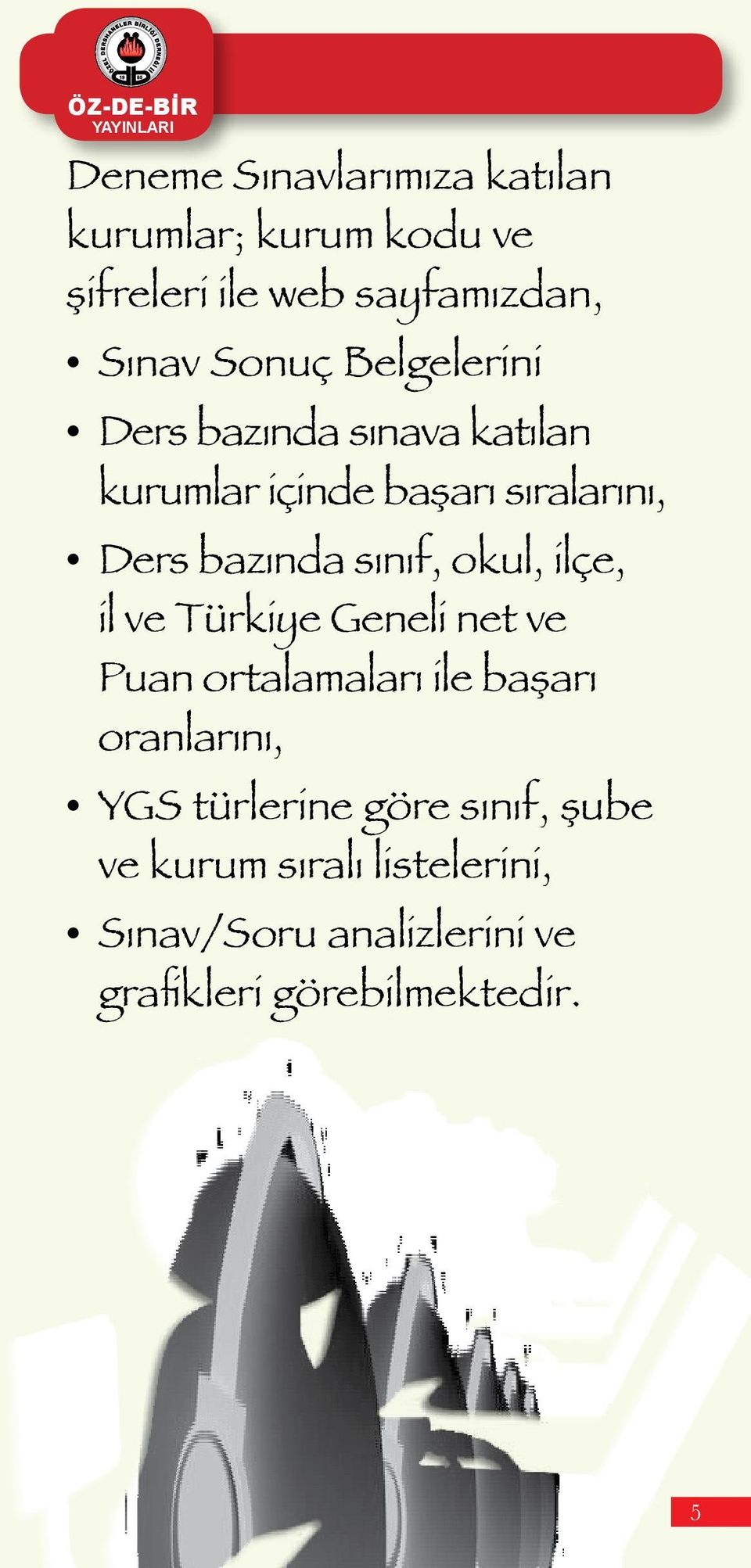sınıf, okul, ilçe, il ve Türkiye Geneli net ve Puan ortalamaları ile başarı oranlarını, YGS