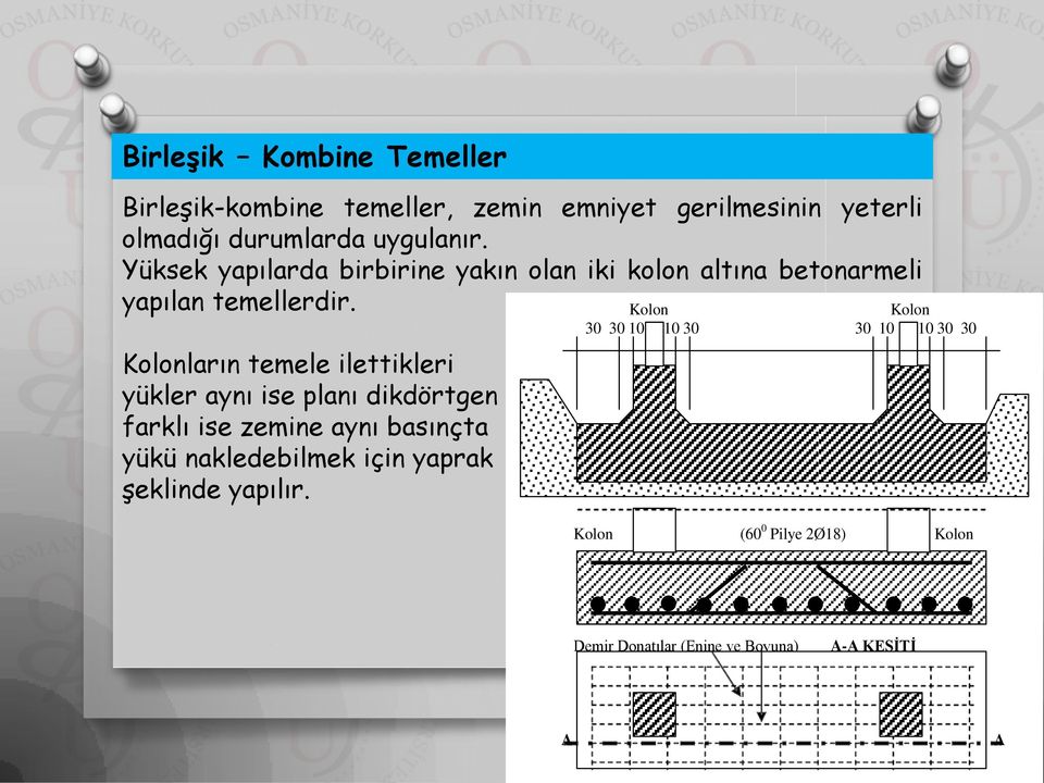 Kolonların temele ilettikleri yükler aynı ise planı dikdörtgen farklı ise zemine aynı basınçta yükü nakledebilmek