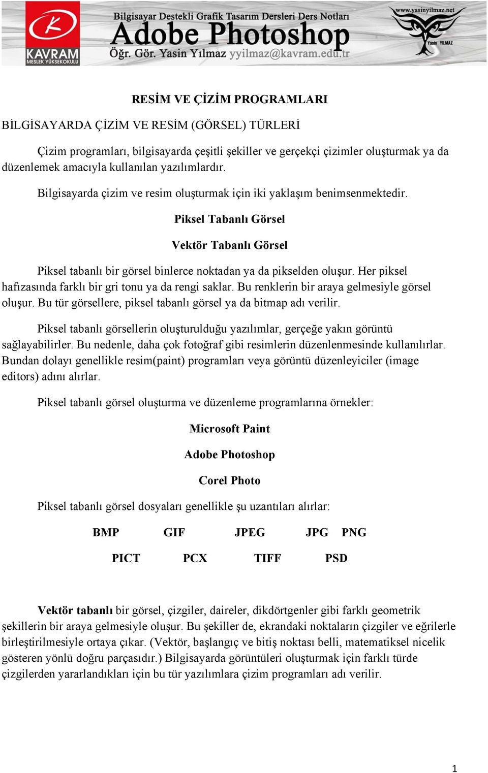 Piksel Tabanlı Görsel Vektör Tabanlı Görsel Piksel tabanlı bir görsel binlerce noktadan ya da pikselden oluşur. Her piksel hafızasında farklı bir gri tonu ya da rengi saklar.