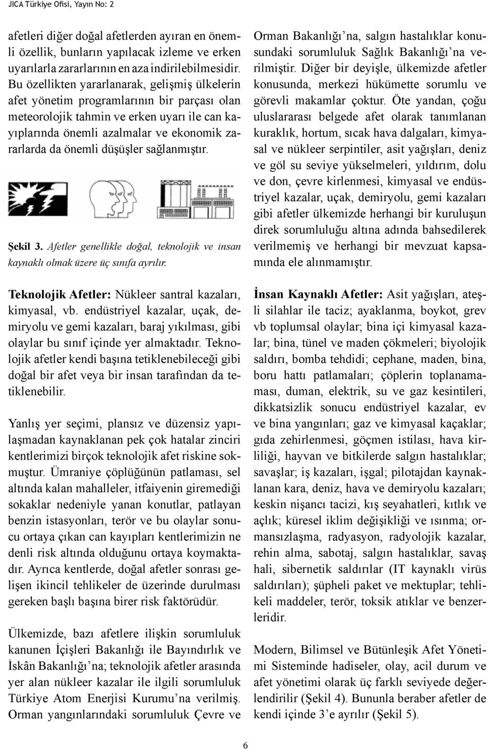 k, orman ve çal yang nlar, rüzgâr, toz, kum, ya mur, kar ve k f rt nalar, seller, ani sel ve su bask nlar, JICA Türkiye s cak Ofisi, ve so uk Yayın hava No: dalgalar, 2 sis ve dü ük görü mesafesi,