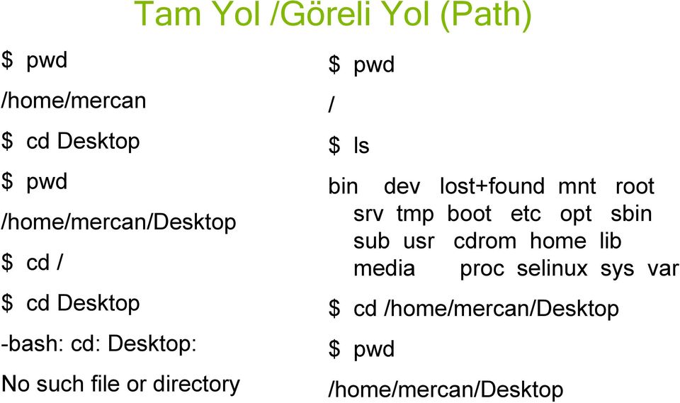 $ ls bin dev lost+found mnt root srv tmp boot etc opt sbin sub usr cdrom home