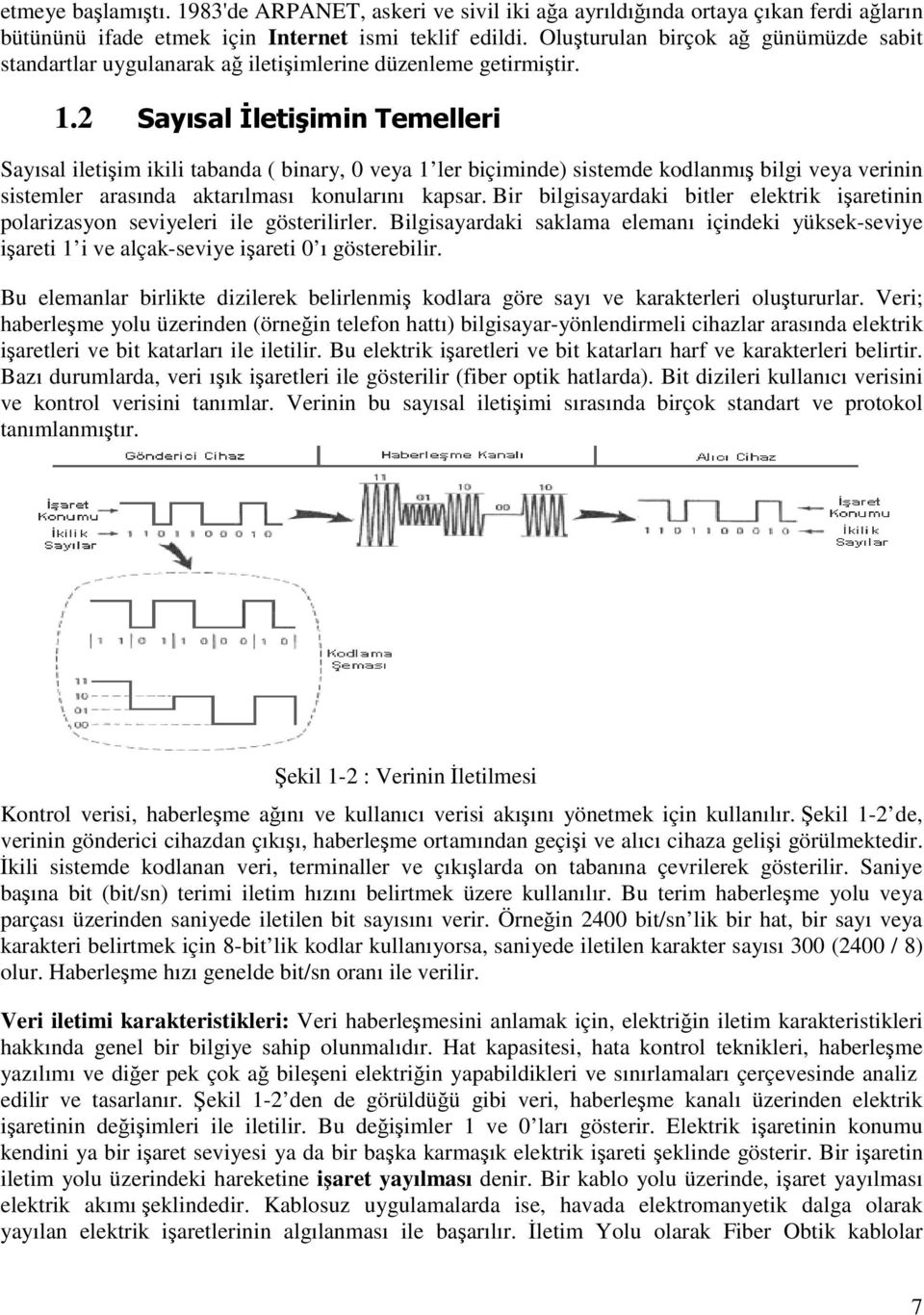 2 Sayısal İletişimin Temelleri Sayısal iletişim ikili tabanda ( binary, 0 veya 1 ler biçiminde) sistemde kodlanmış bilgi veya verinin sistemler arasında aktarılması konularını kapsar.