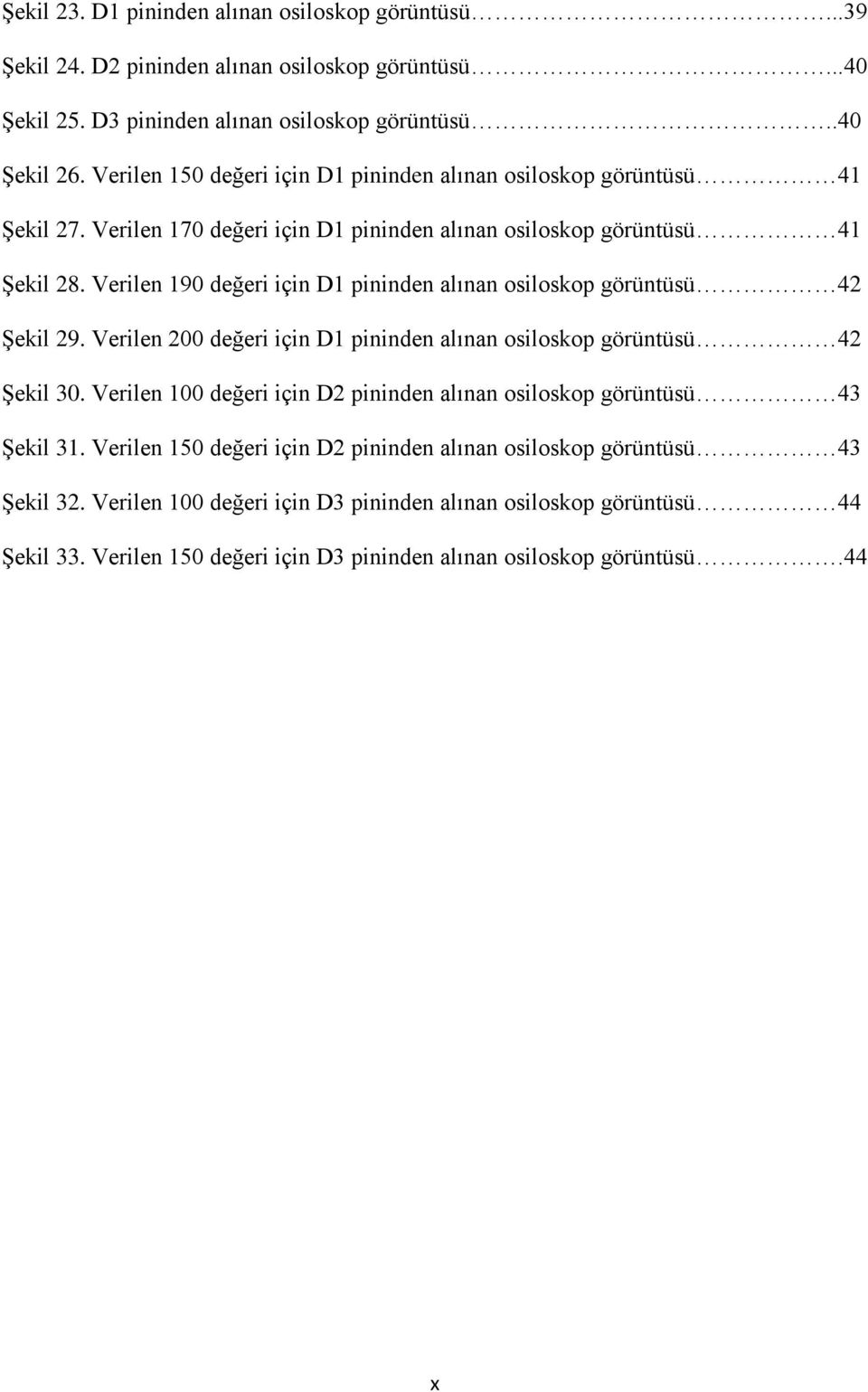 Verilen 190 değeri için D1 pininden alınan osiloskop görüntüsü 42 Şekil 29. Verilen 200 değeri için D1 pininden alınan osiloskop görüntüsü 42 Şekil 30.