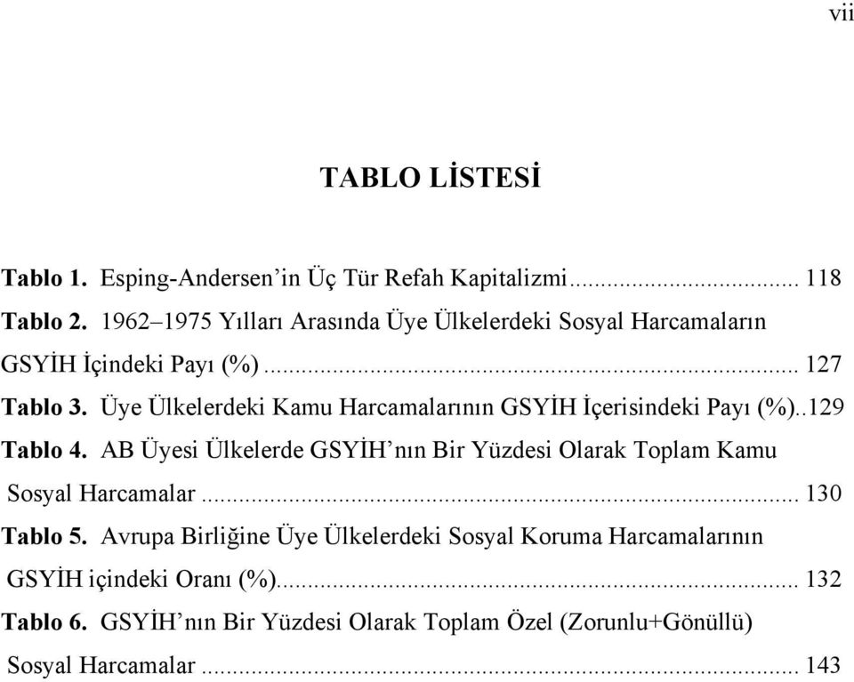 Üye Ülkelerdeki Kamu Harcamalarının GSYİH İçerisindeki Payı (%)..129 Tablo 4.