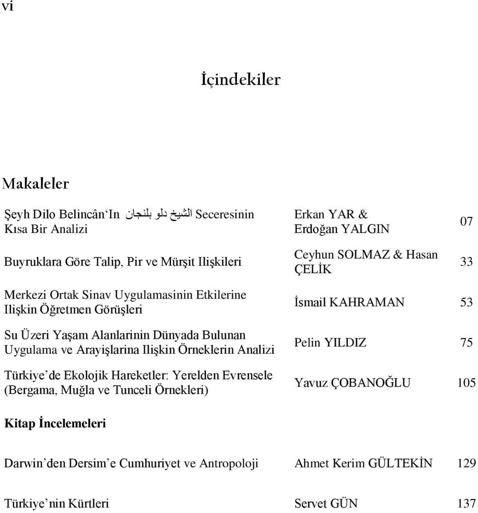 Bulunan Uygulama ve Arayişlarina Ilişkin Örneklerin Analizi Türkiye de Ekolojik Hareketler: Yerelden Evrensele (Bergama, Muğla ve Tunceli Örnekleri) İsmail