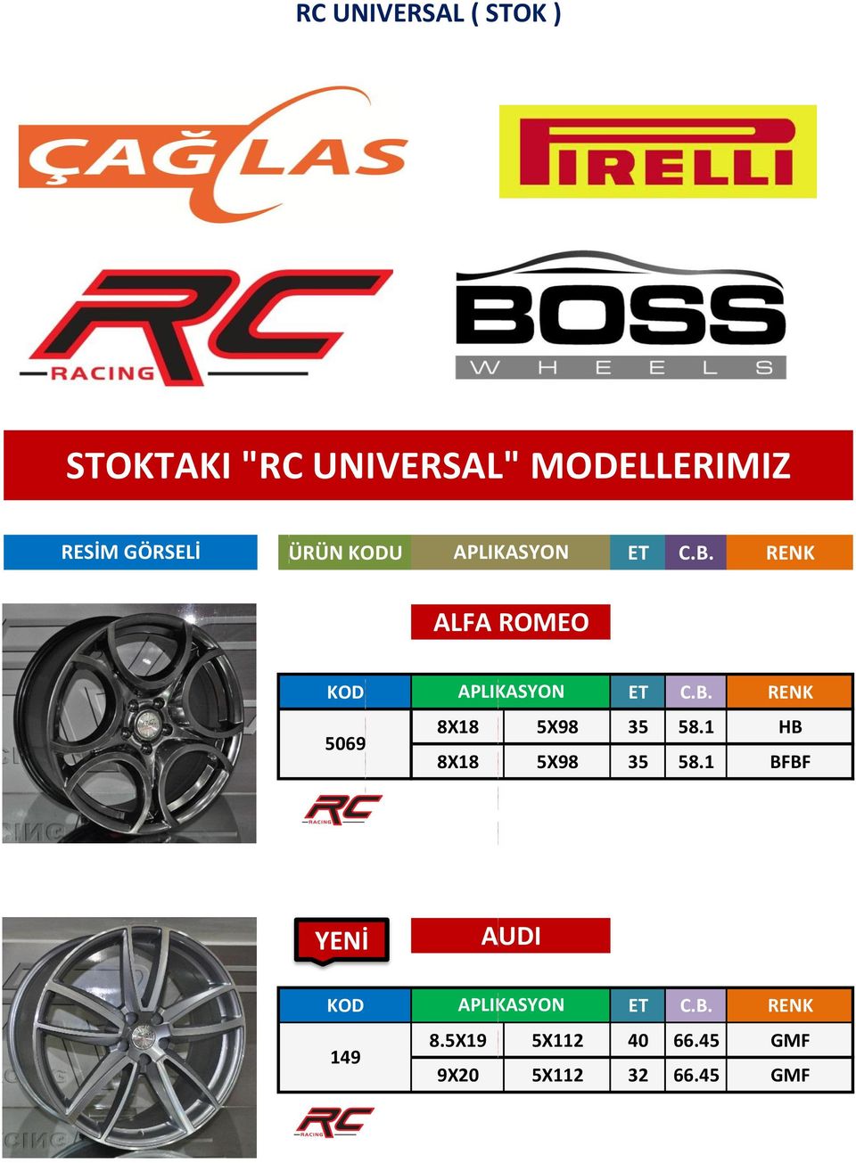 1 HB 5069 8X18 5X98 35 58.1 BFBF AUDI 8.