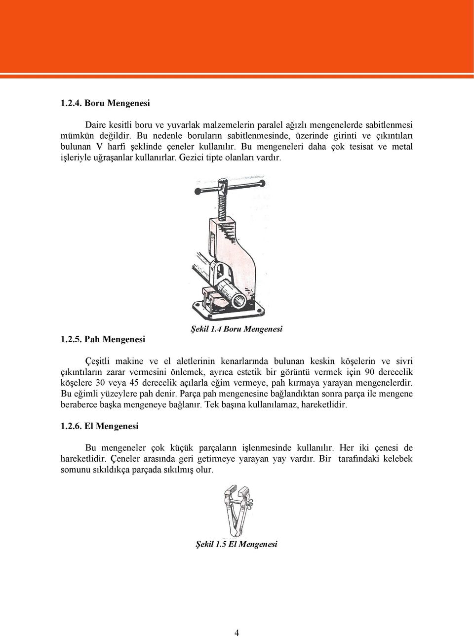 Gezici tipte olanları vardır. Şekil 1.4 Boru Mengenesi 1.2.5.