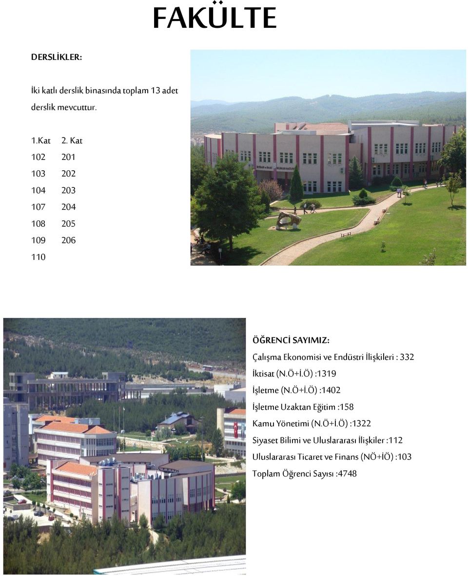 İlişkileri : 332 İktisat (N.Ö+İ.Ö) :1319 İşletme (N.Ö+İ.Ö) :1402 İşletme Uzaktan Eğitim :158 Kamu Yönetimi (N.