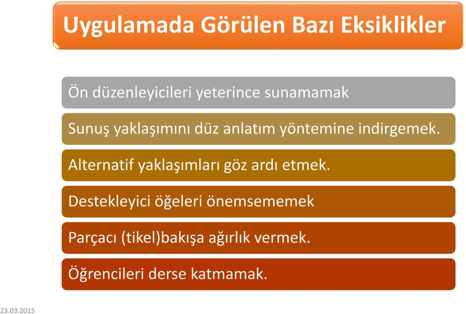 Alternatif yaklaşımları göz ardı etmek.