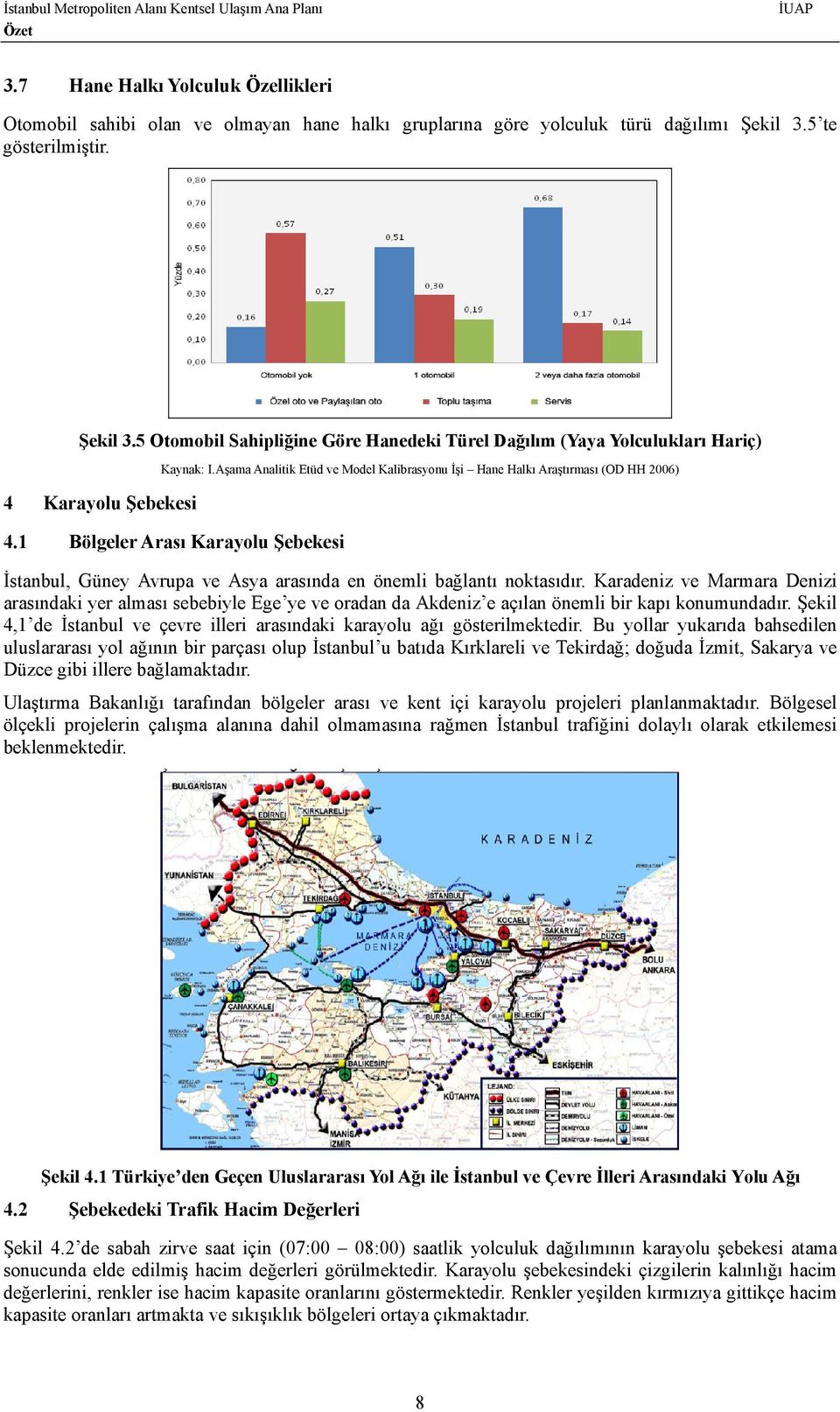 Aşama Analitik Etüd ve Model Kalibrasyonu İşi Hane Halkı Araştırması (OD HH 2006) 4.1 Bölgeler Arası Karayolu Şebekesi İstanbul, Güney Avrupa ve Asya arasında en önemli bağlantı noktasıdır.