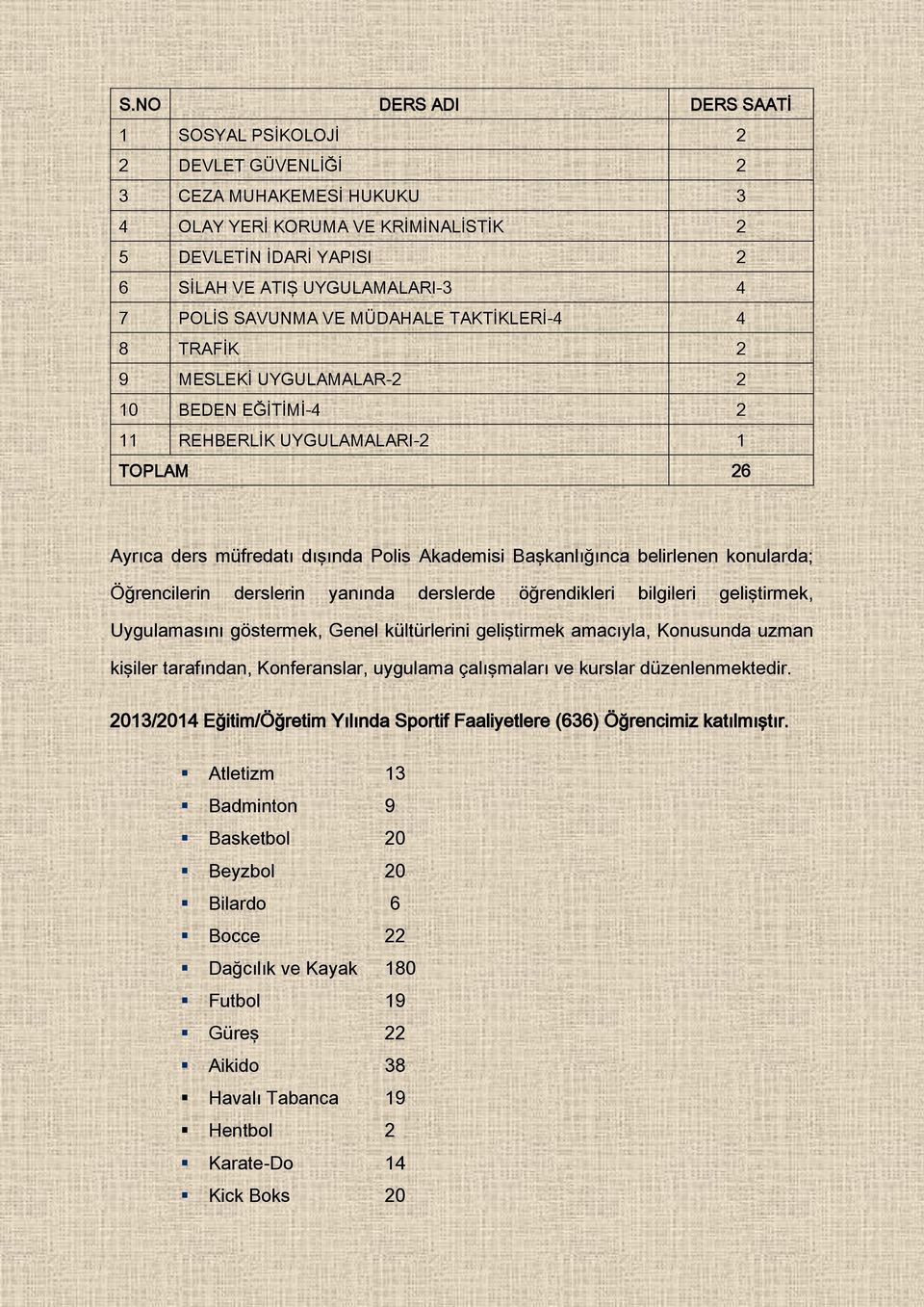 belirlenen konularda; Öğrencilerin derslerin yanında derslerde öğrendikleri bilgileri geliştirmek, Uygulamasını göstermek, Genel kültürlerini geliştirmek amacıyla, Konusunda uzman kişiler tarafından,