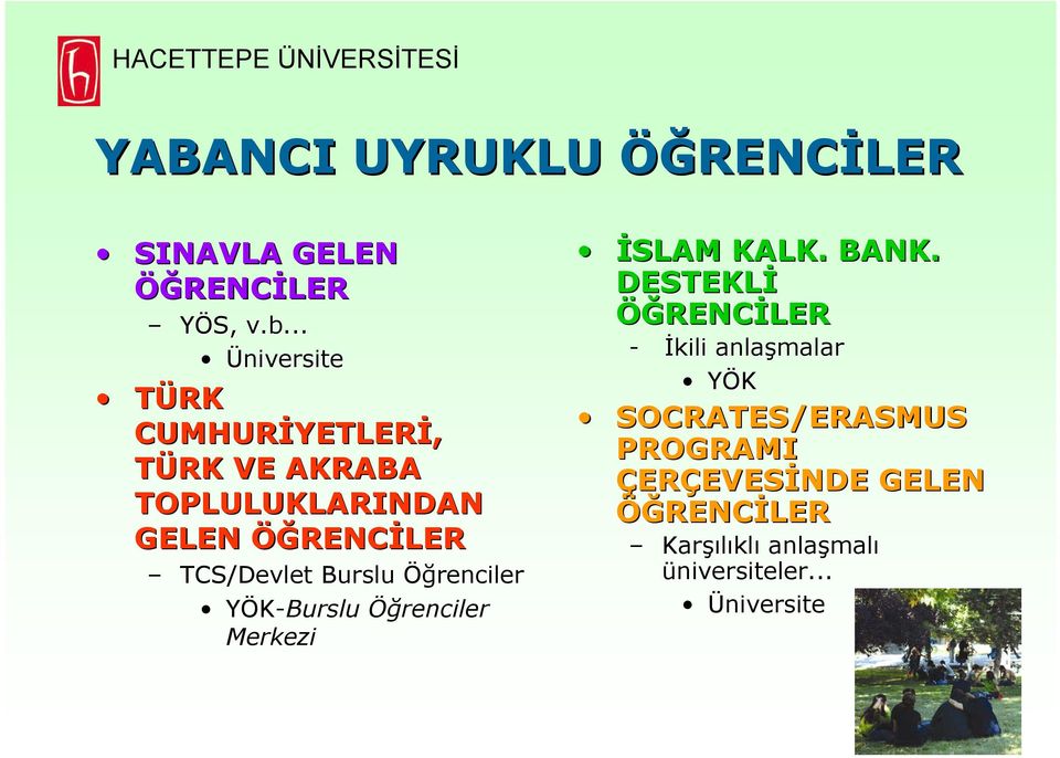 TCS/Devlet Burslu Öğrenciler YÖKBurslu Öğrenciler Merkezi İSLAM KALK. BANK.