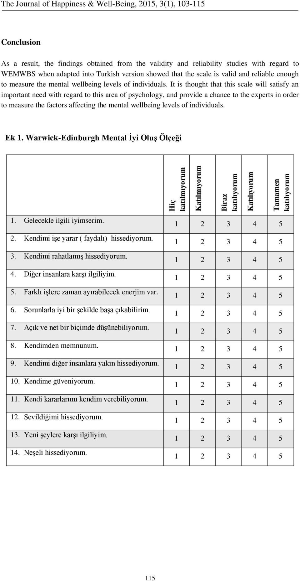 It is thought that this scale will satisfy an important need with regard to this area of psychology, and provide a chance to the experts in order to measure the factors affecting the mental wellbeing