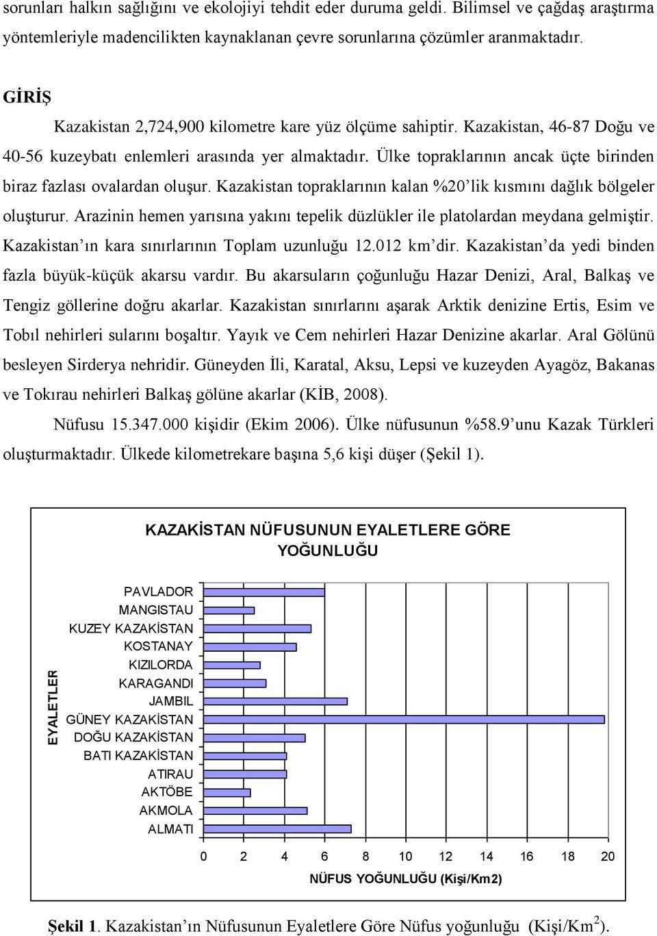 Ülke topraklarının ancak üçte birinden biraz fazlası ovalardan oluşur. Kazakistan topraklarının kalan %20 lik kısmını dağlık bölgeler oluşturur.