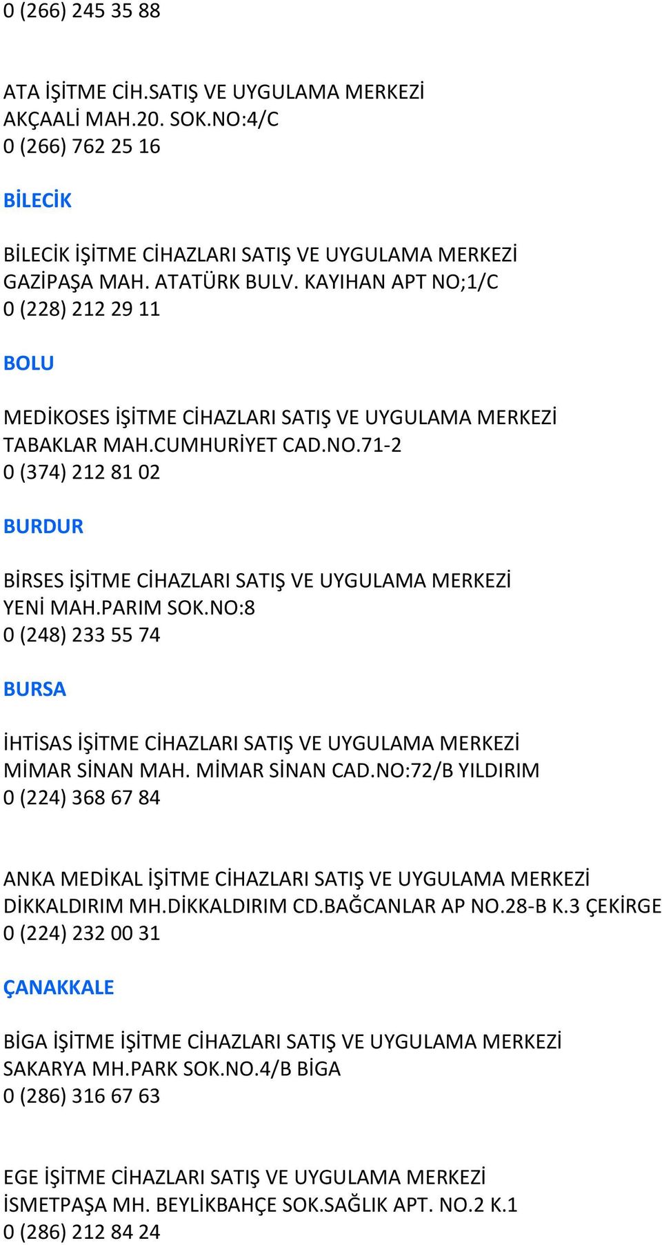 PARIM SOK.NO:8 0 (248) 233 55 74 BURSA İHTİSAS İŞİTME CİHAZLARI SATIŞ VE UYGULAMA MERKEZİ MİMAR SİNAN MAH. MİMAR SİNAN CAD.