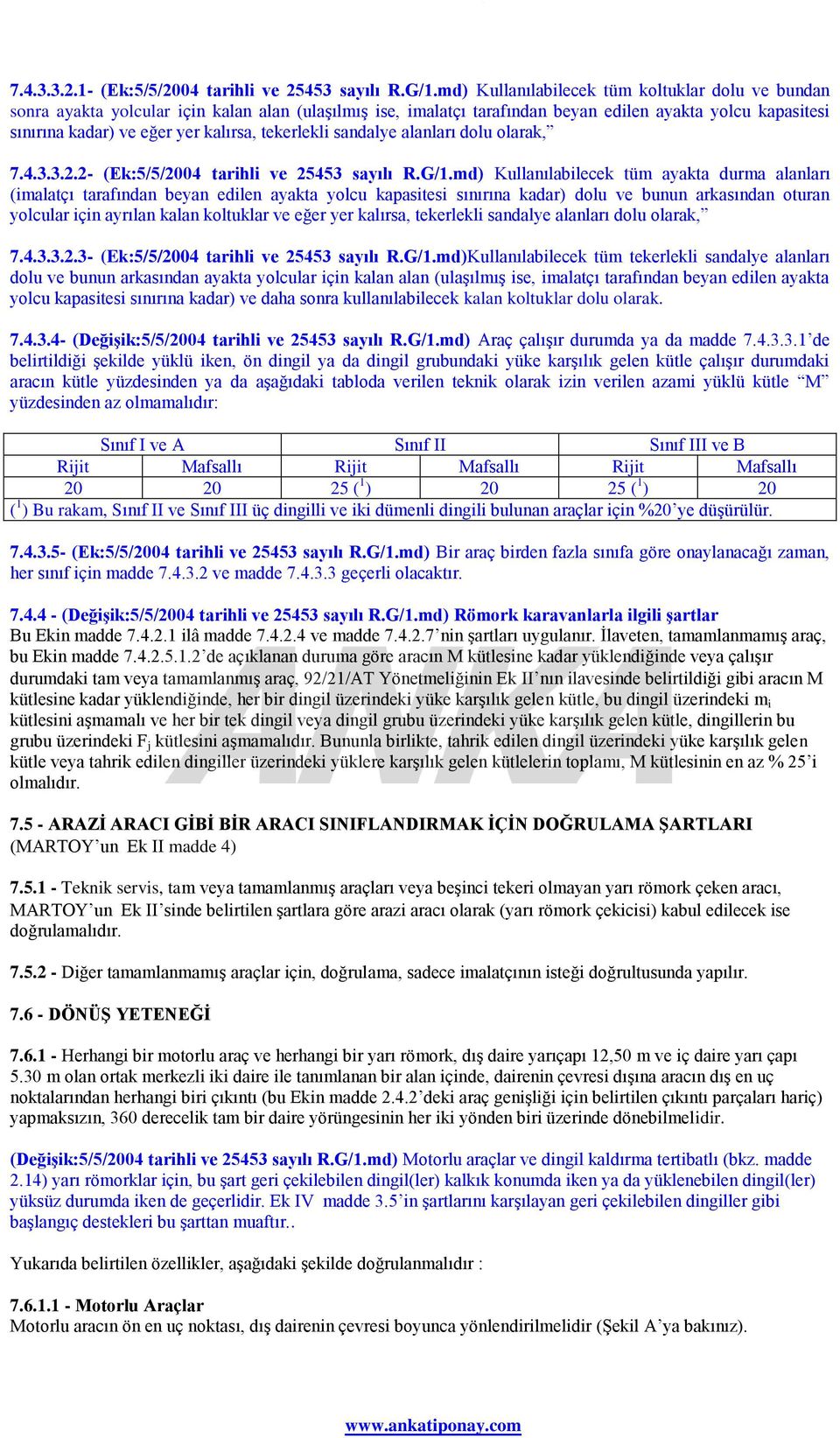 tekerlekli sandalye alanları dolu olarak, 7.4.3.3.2.2- (Ek:5/5/2004 tarihli ve 25453 sayılı R.G/1.