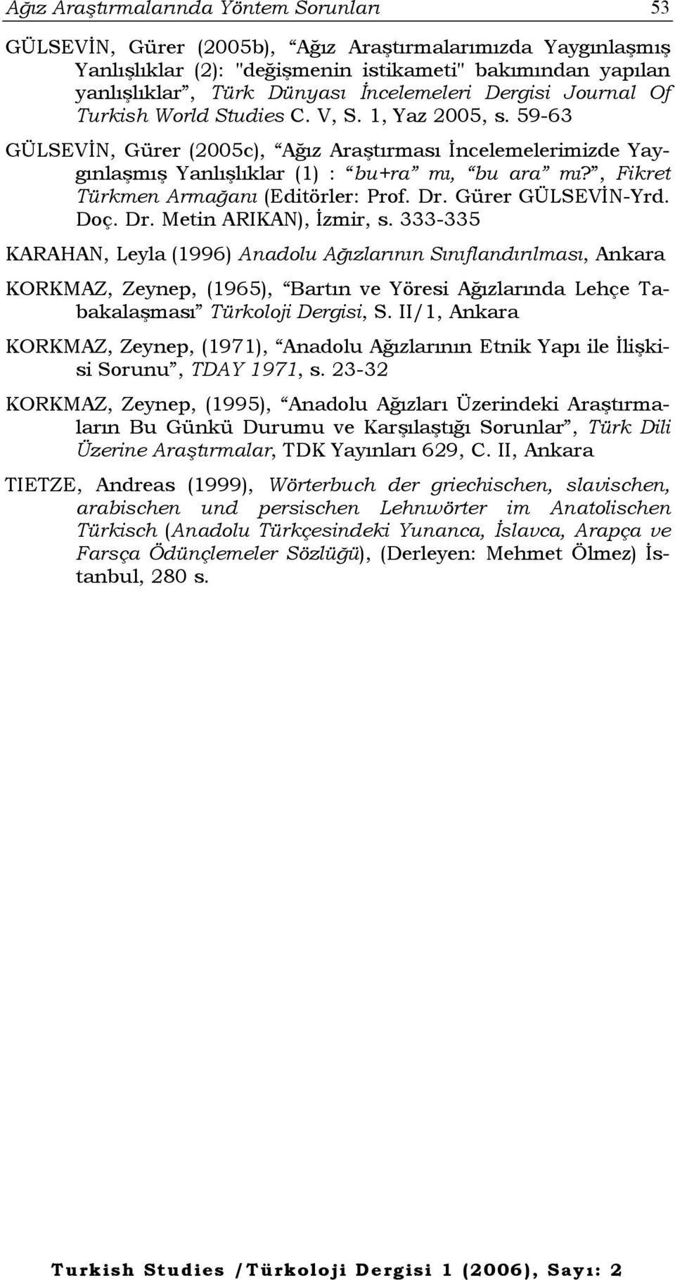 , Fikret Türkmen Armağanı (Editörler: Prof. Dr. Gürer GÜLSEVİN-Yrd. Doç. Dr. Metin ARIKAN), İzmir, s.