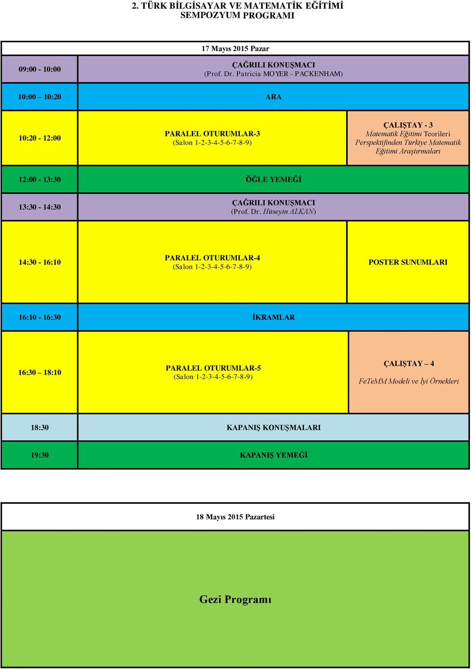 Perspektifinden Türkiye Matematik Eğitimi Araştırmaları 12:00-13:30 ÖĞLE YEMEĞİ 13:30-14:30 ÇAĞRILI KONUŞMACI (Prof. Dr.