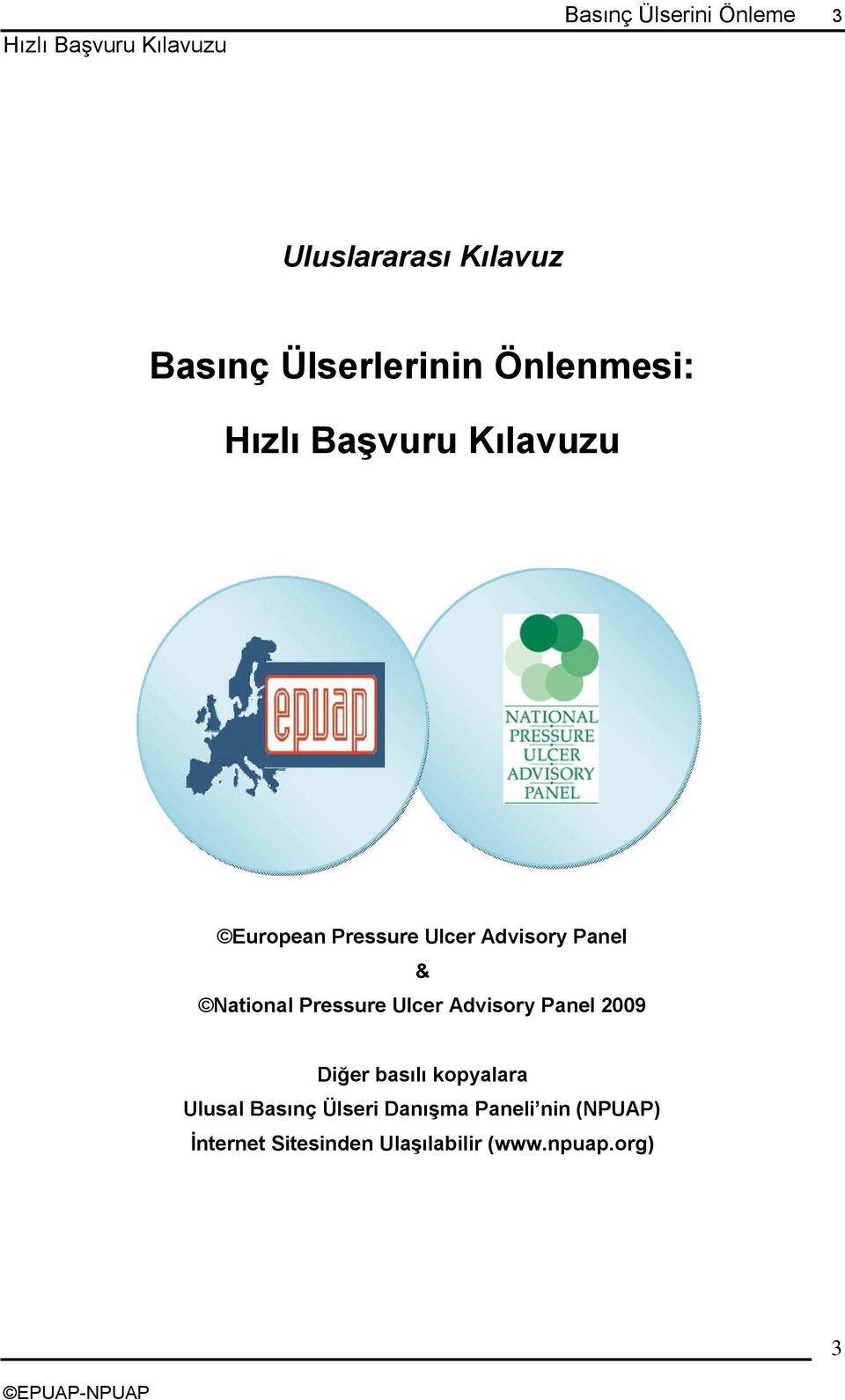 Pressure Ulcer Advisory Panel 2009 Diğer basılı kopyalara Ulusal Basınç