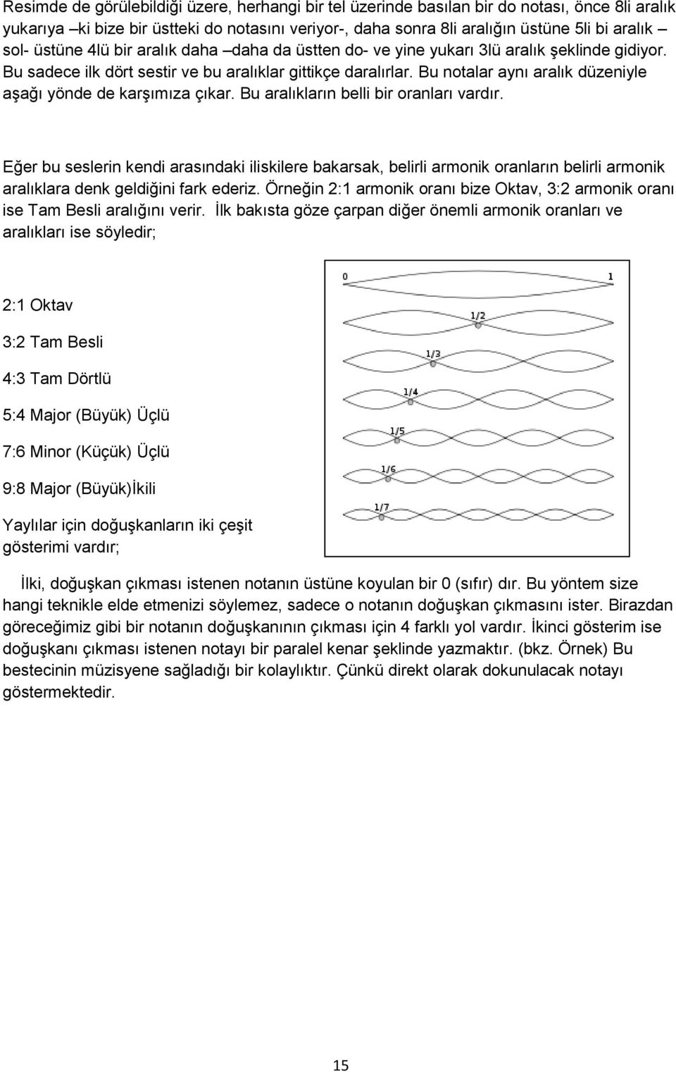 Bu notalar aynı aralık düzeniyle aşağı yönde de karşımıza çıkar. Bu aralıkların belli bir oranları vardır.