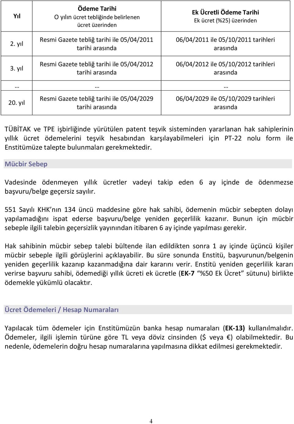 05/10/2011 tarihleri arasında 3. yıl Resmi Gazete tebliğ tarihi ile 05/04/2012 tarihi arasında 06/04/2012 ile 05/10/2012 tarihleri arasında 20.