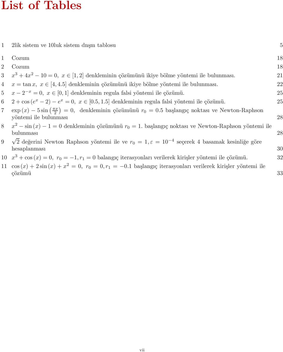 πx =0, denkleminin çözümünü r0 =05 başlangıç noktası ve Newton-Raphson yöntemi ile bulunması 8 8 x sin (x) = 0 denkleminin çözümünü r 0 = başlangıç noktası ve Newton-Raphson yöntemi ile bulunması 8 9