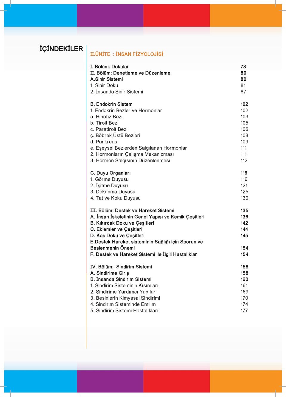 Hormonların Çalışma Mekanizması 111 3. Hormon Salgısının Düzenlenmesi 112 C. Duyu Organları 116 1. Görme Duyusu 116 2. İşitme Duyusu 121 3. Dokunma Duyusu 125 4. Tat ve Koku Duyusu 130 III.