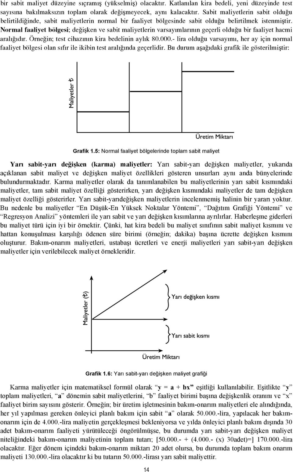 Normal faaliyet bölgesi; değişken ve sabit maliyetlerin varsayımlarının geçerli olduğu bir faaliyet hacmi aralığıdır. Örneğin; test cihazının kira bedelinin aylık 80.000.