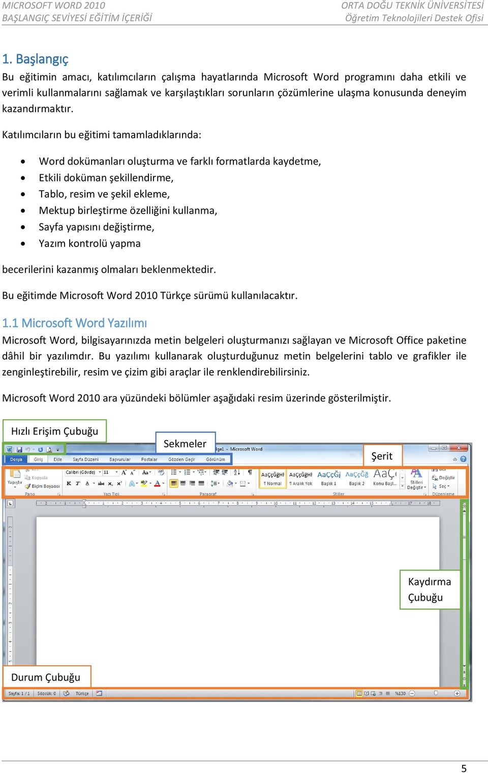 Katılımcıların bu eğitimi tamamladıklarında: Word dokümanları oluşturma ve farklı formatlarda kaydetme, Etkili doküman şekillendirme, Tablo, resim ve şekil ekleme, Mektup birleştirme özelliğini