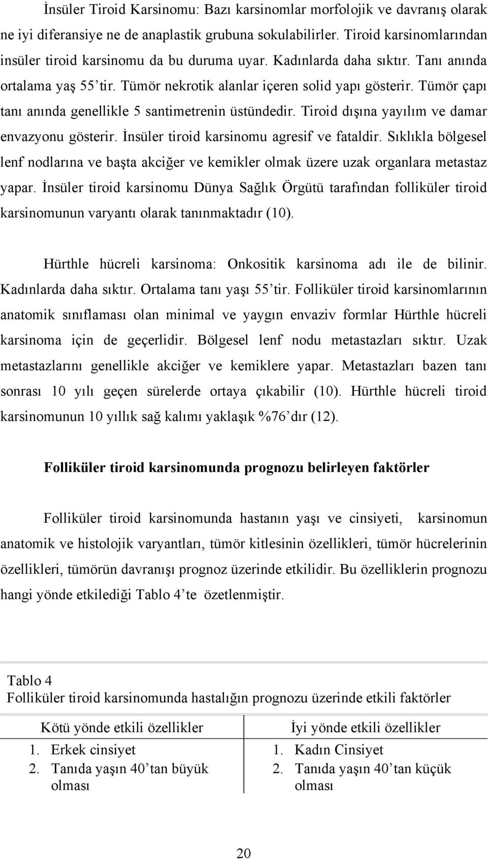 Tiroid dışına yayılım ve damar envazyonu gösterir. İnsüler tiroid karsinomu agresif ve fataldir.