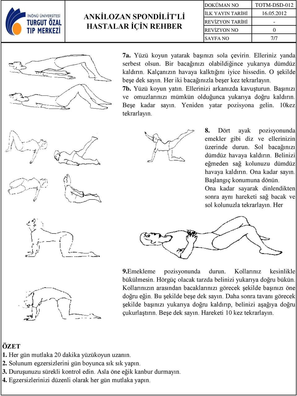 Beşe kadar sayın. Yeniden yatar pozisyona gelin. 1kez tekrarlayın. 8. Dört ayak pozisyonunda emekler gibi diz ve ellerinizin üzerinde durun. Sol bacağınızı dümdüz havaya kaldırın.