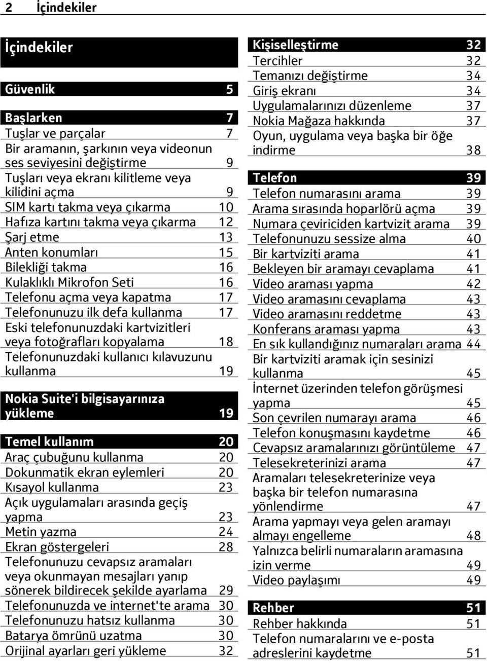 17 Eski telefonunuzdaki kartvizitleri veya fotoğrafları kopyalama 18 Telefonunuzdaki kullanıcı kılavuzunu kullanma 19 Nokia Suite'i bilgisayarınıza yükleme 19 Temel kullanım 20 Araç çubuğunu kullanma